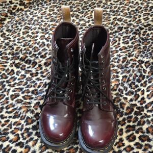 Dr. Martens Vegan Oxblood Lace-Up Combat Boots